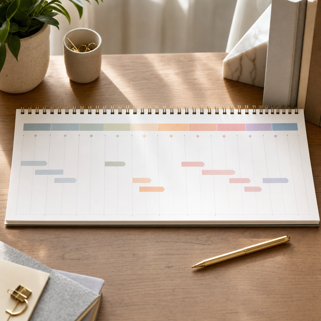Month-by-month timeline calendar visualizing the 2026-2027 application cycle