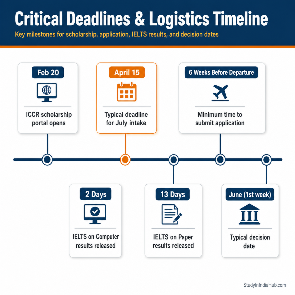 StudyInIndiaHub.com — Critical Deadlines & Logistics Timeline