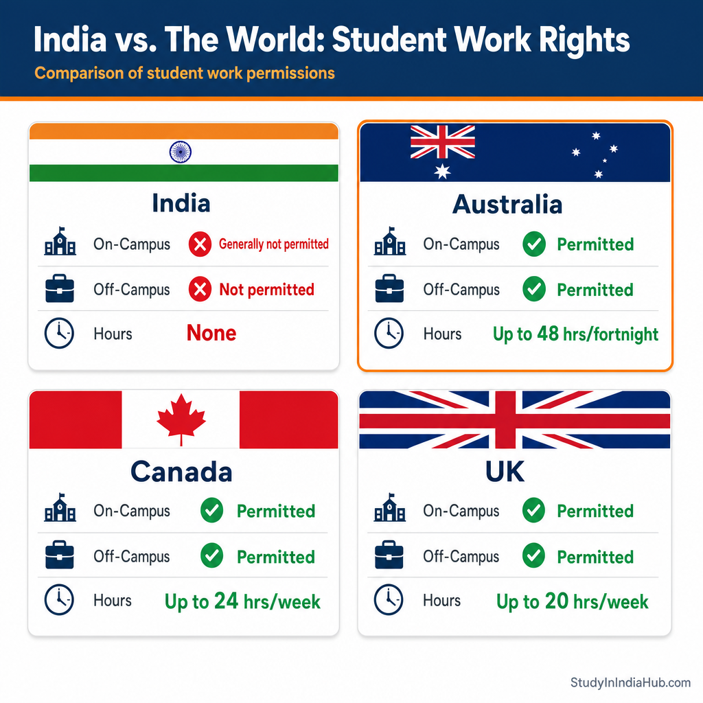 StudyInIndiaHub.com — India vs. The World: Student Work Rights